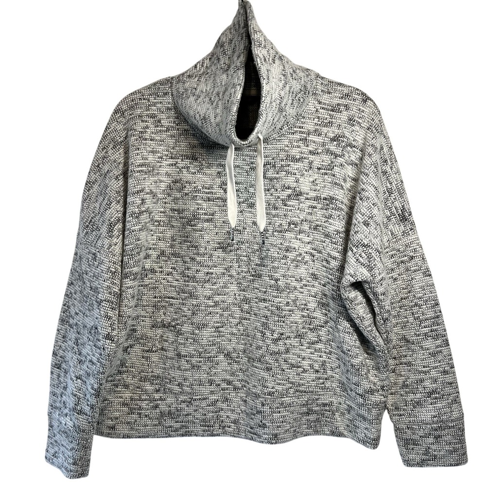 Banana Republic Womens s Cowl Neck Marled Knit‎ Pullover Sweater Black White